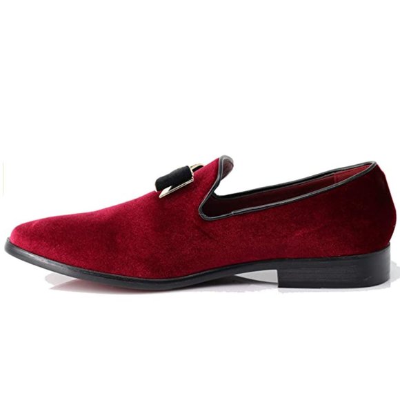 Men's Vintage Bow Tie Velvet Dress Loafers Slip On Fashion Shoes Classic Tuxedo - Picture 3 of 6